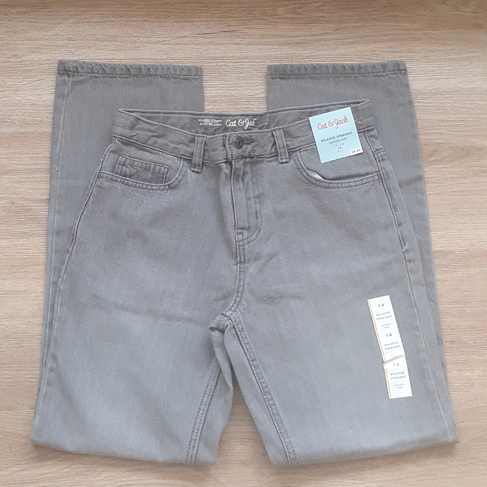 Cat & Jacked Relaxed Straight Jeans - Boy's Size 14 Gray Jeans - Picture 9 of 11